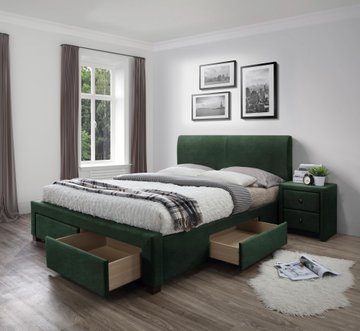 Кровать Modena 3 Velvet Зеленый 160х200 см HALMAR