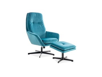 Кресло с подставкой для ног Ford Velvet Бирюзовый 75 х 72 см SIGNAL