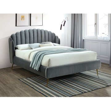 Кровать Calabria Velvet Серый 160х200 см SIGNAL