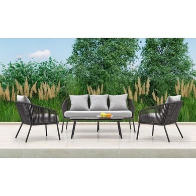 Комплект Садовый ROCCA ( Диван + 2 Кресла + Журнальный Столик) Серый HALMAR
