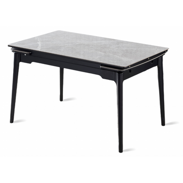Стол BONN CERAMIC 130(180)*80 серый глянец/черный каркас