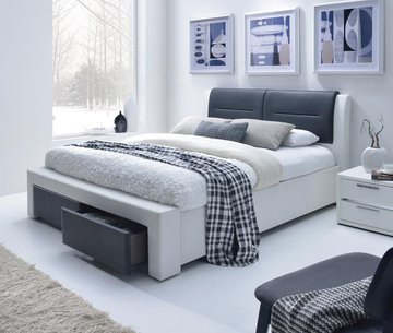 Кровать Cassandra S Белый / Черный 140х200 см HALMAR