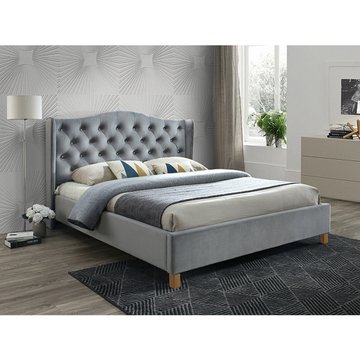 Кровать Aspen velvet Серый 180х200 см SIGNAL