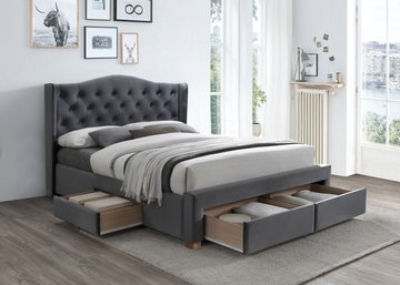 Кровать Aspen II Velvet Серый 160х200 см SIGNAL