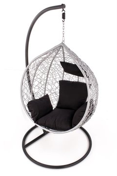 Кресло подвесное кокон EGGY Ротанг Серый/Черный HALMAR