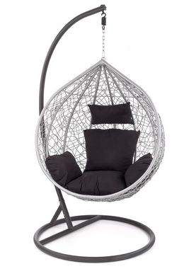 Кресло подвесное кокон EGGY Ротанг Серый/Черный HALMAR
