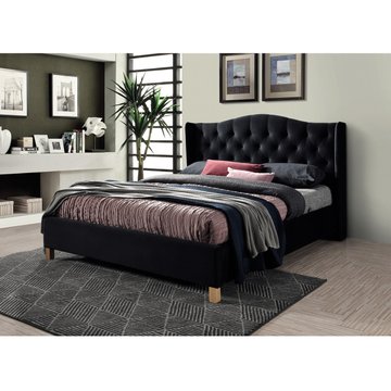 Кровать Aspen velvet Черный 160х200 см SIGNAL