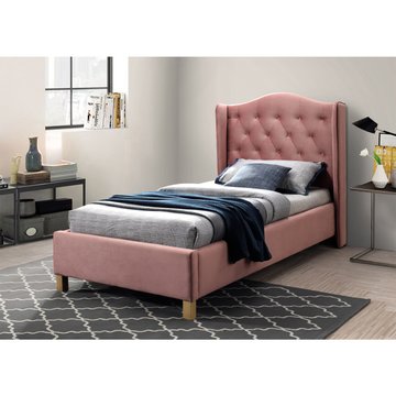 Ліжко Aspen Velvet Рожевий 90х200 см SIGNAL