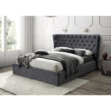 Ліжко Carven Velvet Сірий 160х200 см SIGNAL