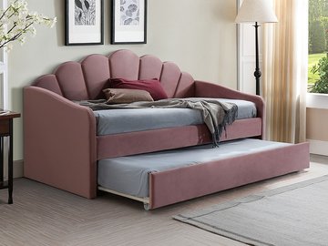 Ліжко BELLA Velvet 90x200 см Рожевий SIGNAL