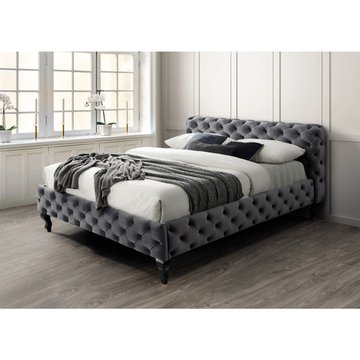 Кровать Herrera Velvet Серый 160х200 см SIGNAL