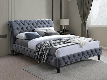 Кровать Malena Velvet 160х200 см Серый SIGNAL