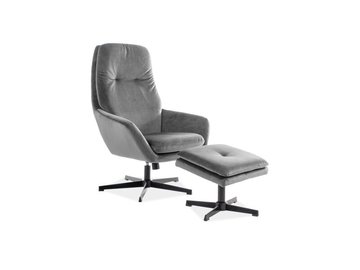 Кресло с подставкой для ног Ford Velvet Серый 75 х 72 см SIGNAL