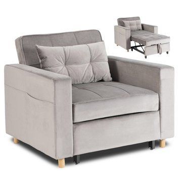 Кресло мягкое раскладное MEBEL ELITE SOLOR Welur Серый
