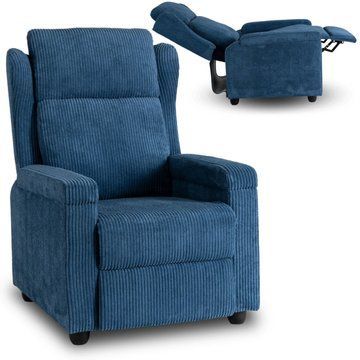 Кресло мягкое раскладное с реклайнером MEBEL ELITE SPENCER Velvet Синий