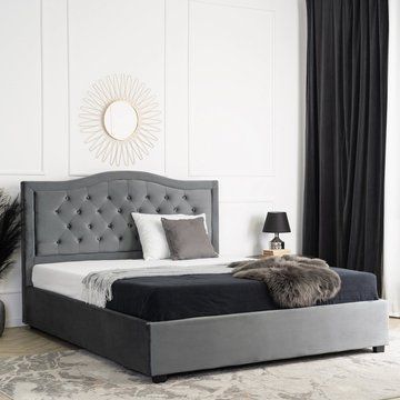 Кровать MEBEL ELITE APOLLO Welur 160x200 см Серый