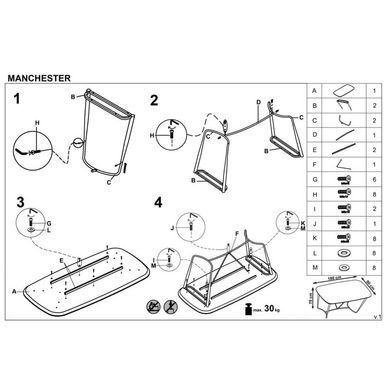 Стіл Manchester Горіх 180х90 см HALMAR