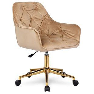 Кресло офисное поворотное бархатный MEBEL ELITE MILAN Velvet Бежевый / Золотой