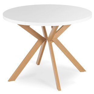 Стіл розкладний круглий MEBEL ELITE LUKAS 100-250х100 см Білий/Дерево