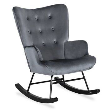 Кресло-качалка бархатное MEBEL ELITE ELIS Velvet Серый