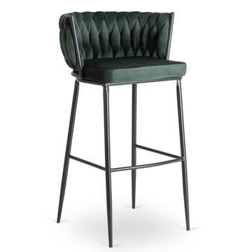 Барный стул бархатный MEBEL ELITE FLORES Velvet зеленый/черный
