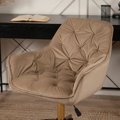 Кресло офисное поворотное бархатный MEBEL ELITE MILAN Velvet Бежевый / Золотой