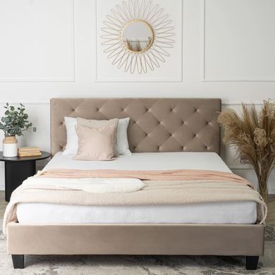 Ліжко MEBEL ELITE QUEEN Welur 160x200 см Бежевий