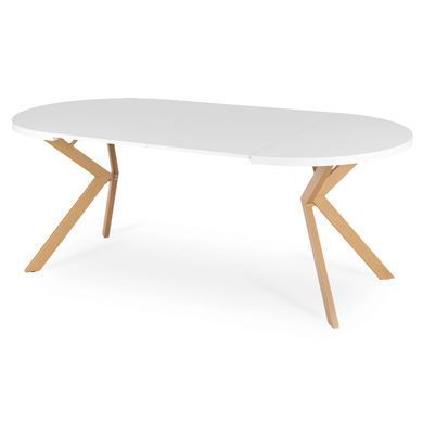 Стол раскладной круглый MEBEL ELITE LUKAS 100-250х100 см Белый/Дерево
