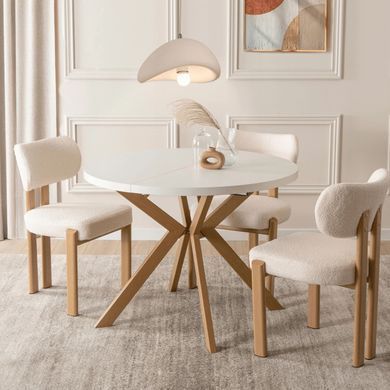 Стол раскладной круглый MEBEL ELITE LUKAS 100-250х100 см Белый/Дерево