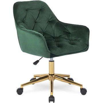 Кресло офисное поворотное бархатный MEBEL ELITE MILAN Velvet Зелёный / Золотой