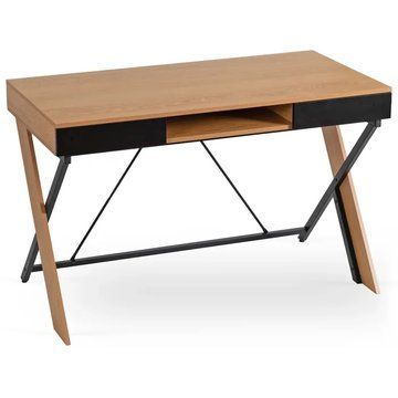Письмовий стіл MEBEL ELITE REA 120 см Золотий дуб / Чорний