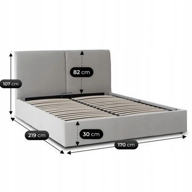 Кровать MEBEL ELITE MARSYLIA Welur 160x200 см Серый