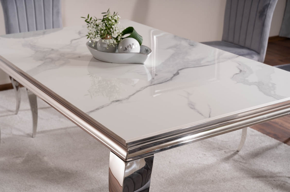 Обеденный стол Prince CERAMIC 180x90 Белый Мрамор / Хром SIGNAL
