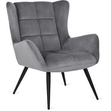Кресло мягкое бархатное MEBEL ELITE VINCENT Velvet Серый