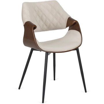 Стілець оксамитовий MEBEL ELITE DAKOTA Velvet бежевий / горіховий