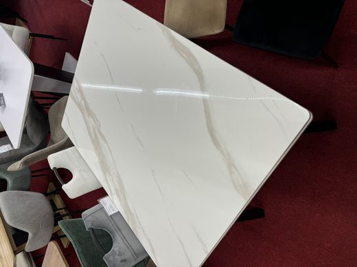 Стол INTARSIO MADRID CERAMIC 140(200)*85 белый глянец/черный каркас