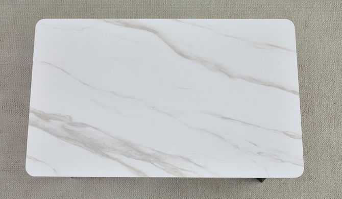 Стол INTARSIO MADRID CERAMIC 140(200)*85 белый глянец/черный каркас