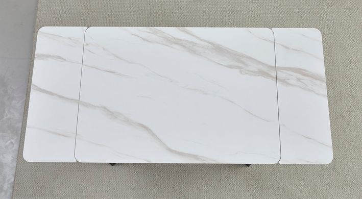 Стол INTARSIO MADRID CERAMIC 140(200)*85 белый глянец/черный каркас