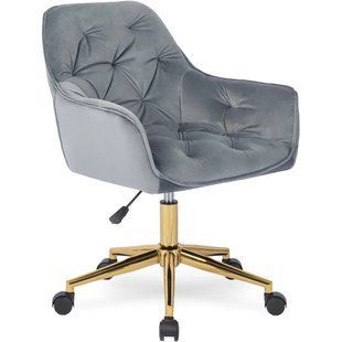 Кресло офисное поворотное бархатный MEBEL ELITE MILAN Velvet Серый / Золотой