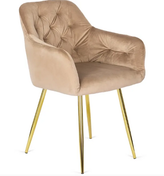 Стілець оксамитовий MEBEL ELITE RAYA Velvet бежевий / золотий