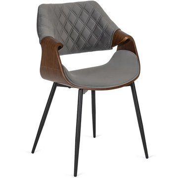 Стілець оксамитовий MEBEL ELITE DAKOTA Velvet сірий / горіховий