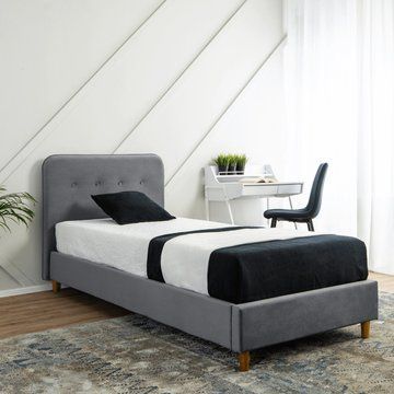 Кровать MEBEL ELITE DENNIS Welur 90x200 см Темно-серый