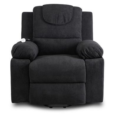 Кресло мягкое раскладное массажное с реклайнером MEBEL ELITE FENIX Velvet Черный