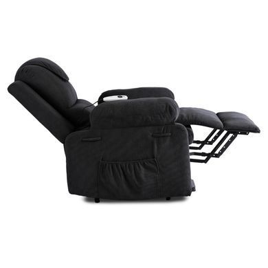 Кресло мягкое раскладное массажное с реклайнером MEBEL ELITE FENIX Velvet Черный