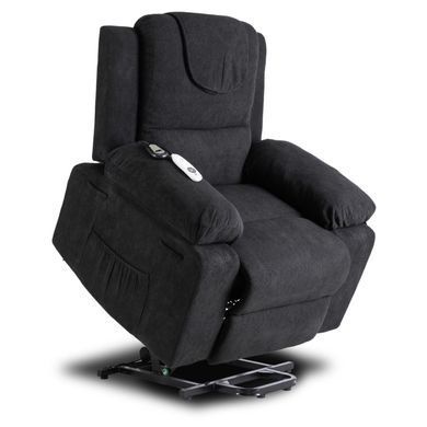 Кресло мягкое раскладное массажное с реклайнером MEBEL ELITE FENIX Velvet Черный