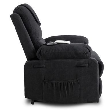 Кресло мягкое раскладное массажное с реклайнером MEBEL ELITE FENIX Velvet Черный