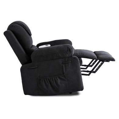 Кресло мягкое раскладное массажное с реклайнером MEBEL ELITE FENIX Velvet Черный