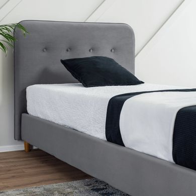 Ліжко MEBEL ELITE DENNIS Welur 90x200 см Темно-сірий