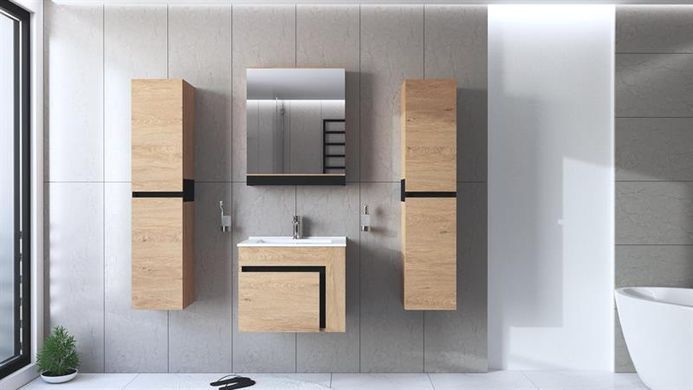 Шкаф настенный с зеркалом DUESA 60/1D Дуб золотой HALMAR