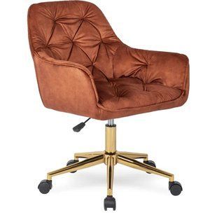 Кресло офисное поворотное бархатный MEBEL ELITE MILAN Velvet Красный / Золотой